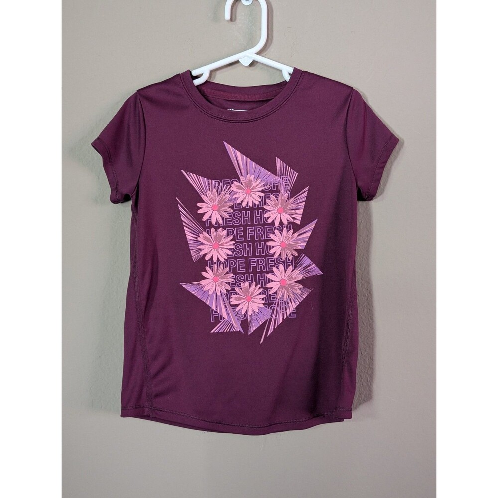 All In Motion Girl's Size S (6/6X) Graphic "Fresh Hope" UPF 50+ T-Shirt EUC